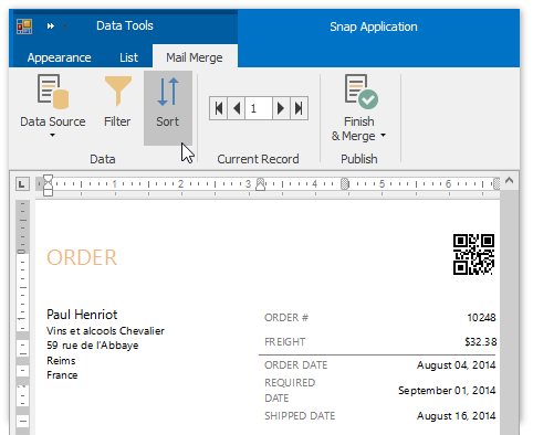 snap-mail-merge-sort-command