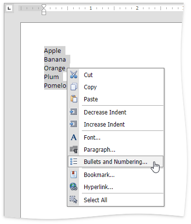 EUD_ASPxRichEdit_Home_BulletedandNumberedListsContext