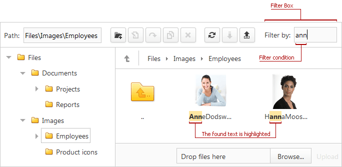 ASPxFileManager - Highlight